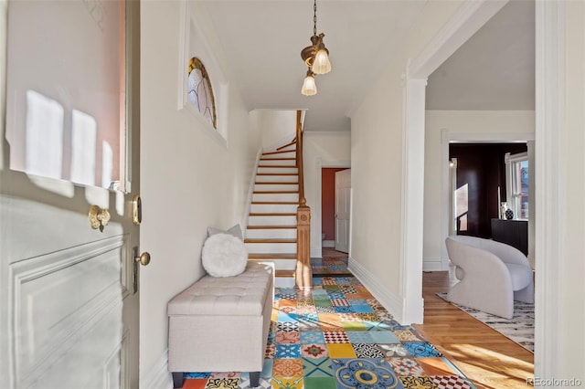 foyer featuring wood-type flooring