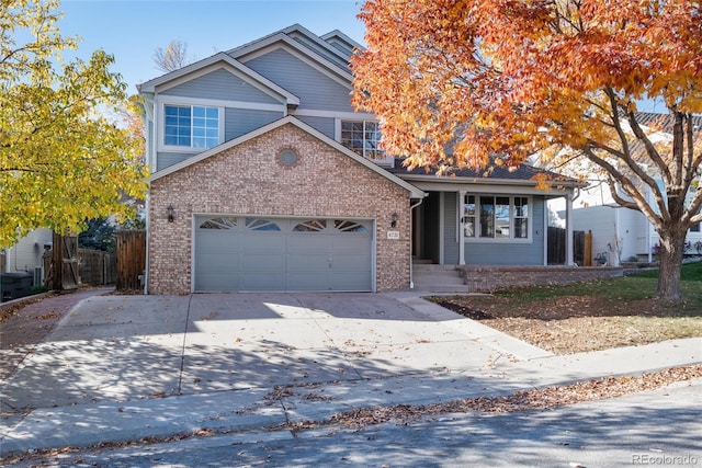 front facade with a garage