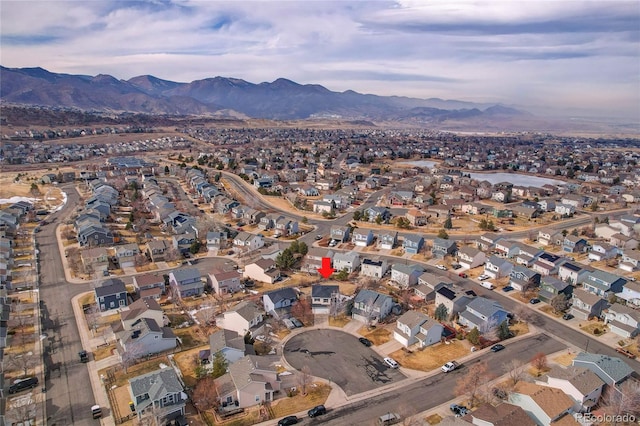 aerial view featuring a mountain view