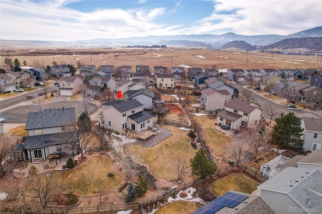 aerial view with a mountain view