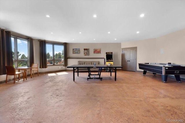 6170 Falcon Ridge Ln, Morrison, CO 80465 - recreation room with finished concrete flooring and recessed lighting