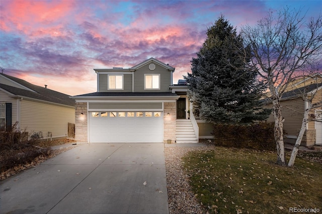 view of property with a garage