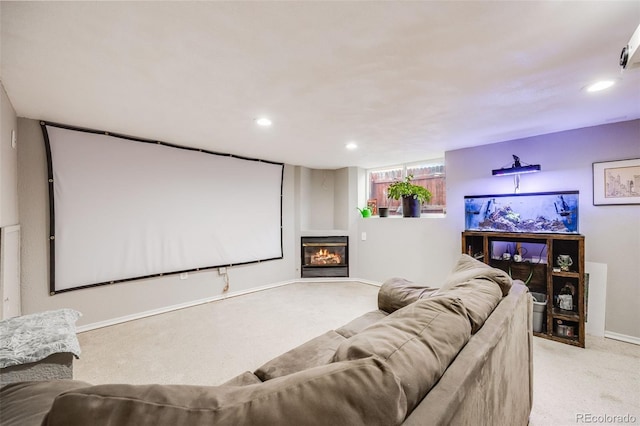 view of carpeted home theater room