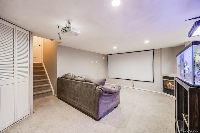 view of carpeted home theater