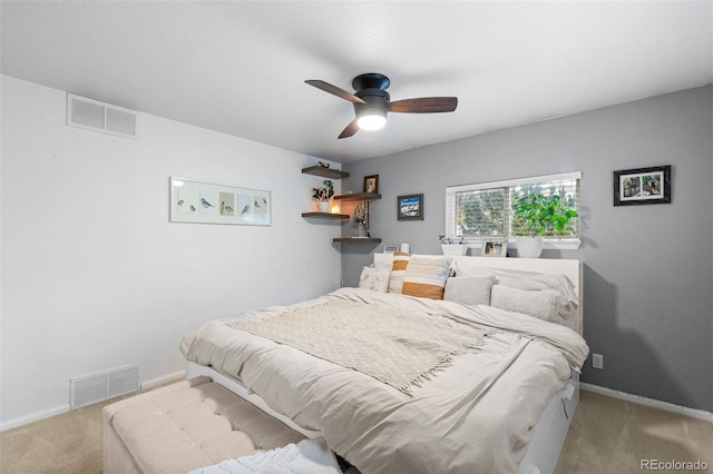 26095 Columbine Trl, Kittredge, CO 80457 - carpeted bedroom featuring baseboards, visible vents, and ceiling fan
