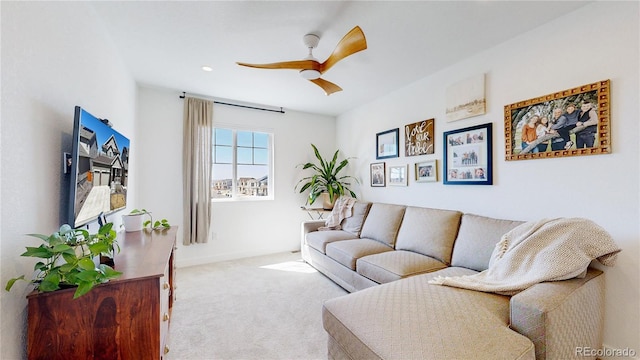 689 Olive St, Broomfield, CO 80023 - living area featuring ceiling fan and carpet floors