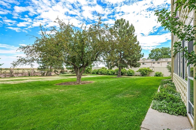 view of yard featuring fence