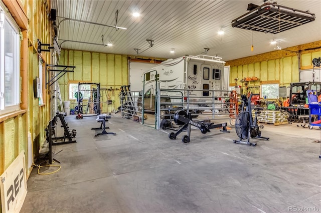 8834 Deiffendeffer Rd, Rye, CO 81069 - exercise room featuring a garage and a workshop area