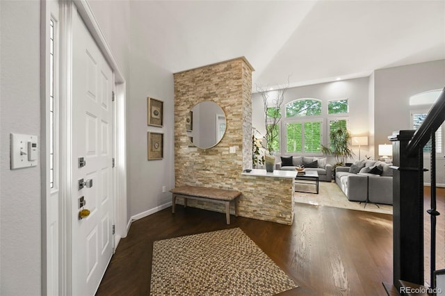 10793 Alcott Way, Denver, CO 80234 - entryway with dark wood finished floors and high vaulted ceiling