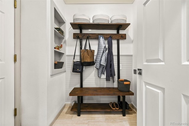 10793 Alcott Way, Denver, CO 80234 - mudroom featuring light wood-style flooring and built in features