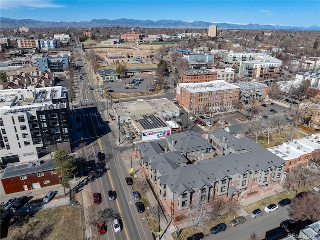 aerial view with a mountain view