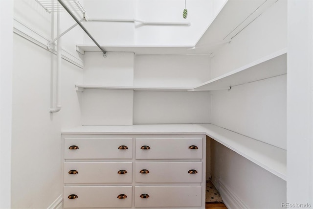 spacious closet with wood finished floors
