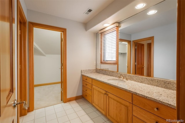 101 Glenmoor Ln, Cherry Hills Village, CO 80113 - bathroom with vanity, recessed lighting, and tile patterned floors