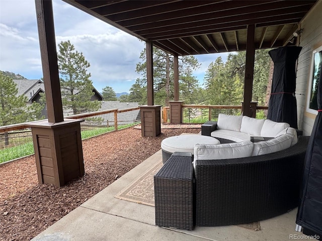 1366 Killington Ct, Evergreen, CO 80439 - view of patio / terrace with an outdoor living space and fence