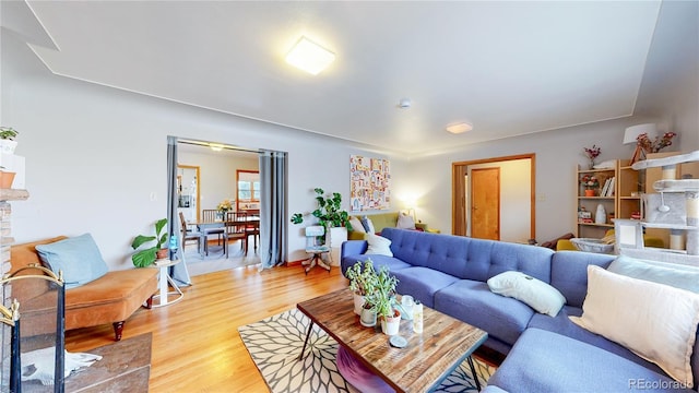 living area featuring light wood-type flooring