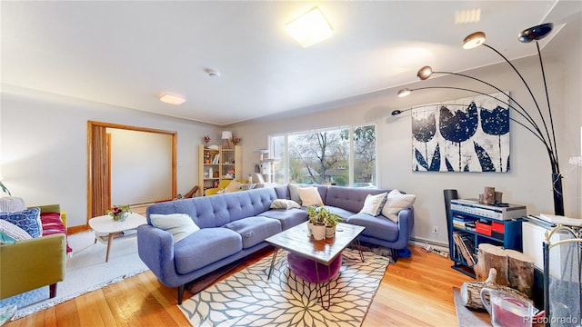 living room with wood finished floors