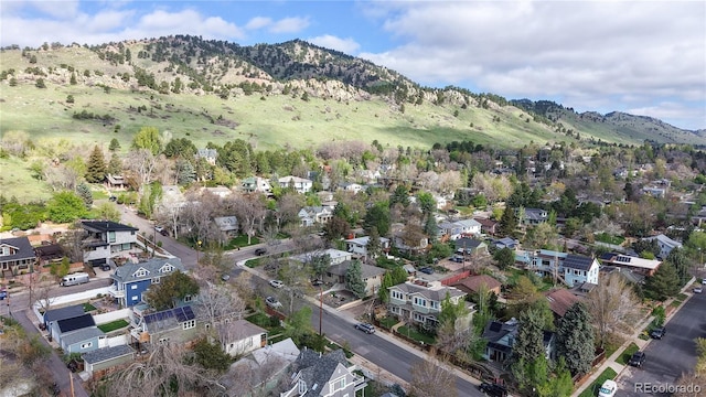 bird's eye view featuring a residential view and a mountain view