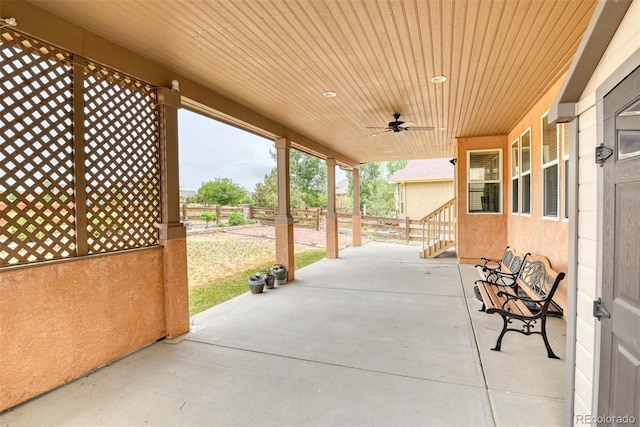 view of patio / terrace with ceiling fan