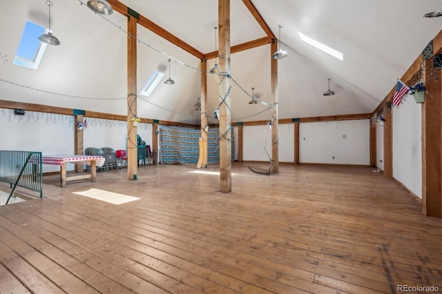 interior space featuring a skylight