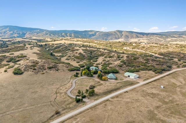 birds eye view of property with a mountain view