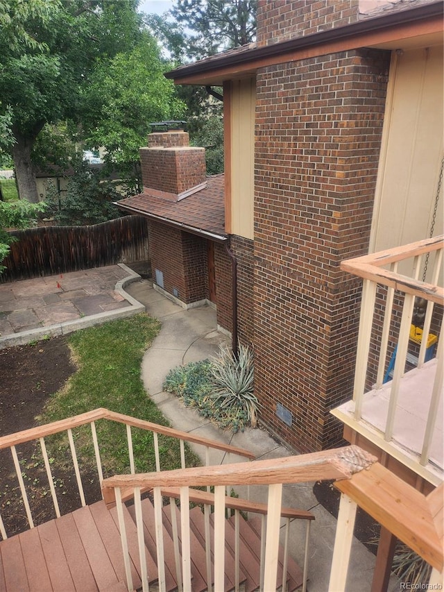 exterior space featuring a wooden deck