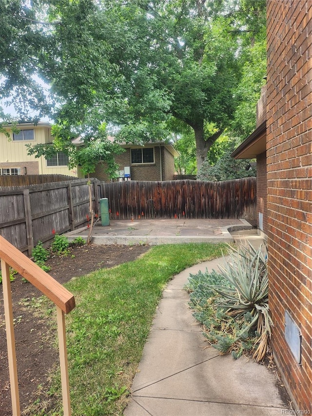 view of yard with a patio area