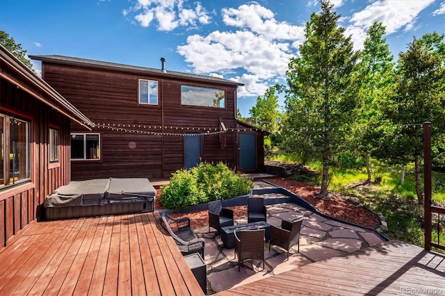429 Overlook Dr, Bailey, CO 80421 - deck featuring a covered hot tub and a patio