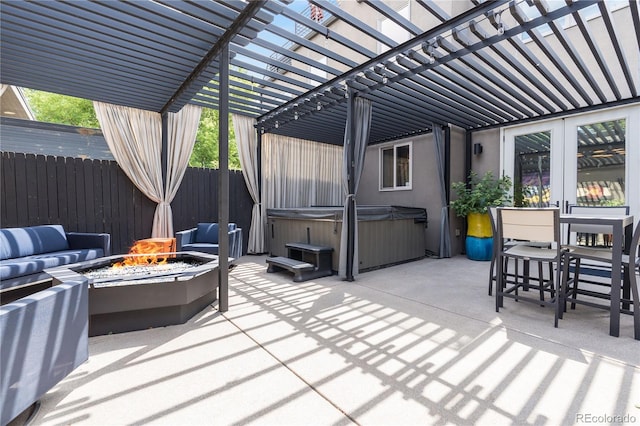 2334 Lowell Blvd, Denver, CO 80211 - view of patio / terrace featuring a hot tub, an outdoor fire pit, and a pergola