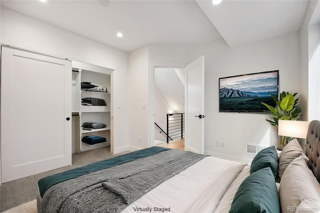 1745 Lowell Blvd, Denver, CO 80204 - bedroom with visible vents, recessed lighting, baseboards, and light colored carpet