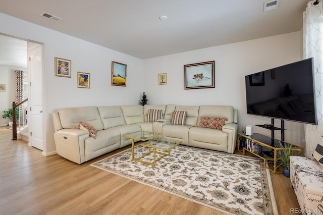 living room featuring light hardwood / wood-style floors