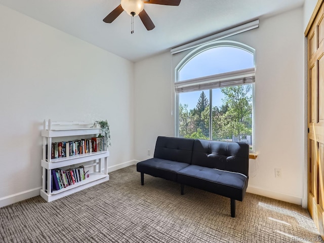 6366 Umber Cir, Arvada, CO 80403 - sitting room with ceiling fan, carpet flooring, and baseboards
