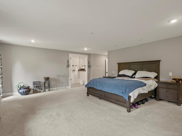 280 E 11th Ave, Broomfield, CO 80020 - bedroom featuring light carpet, recessed lighting, and connected bathroom