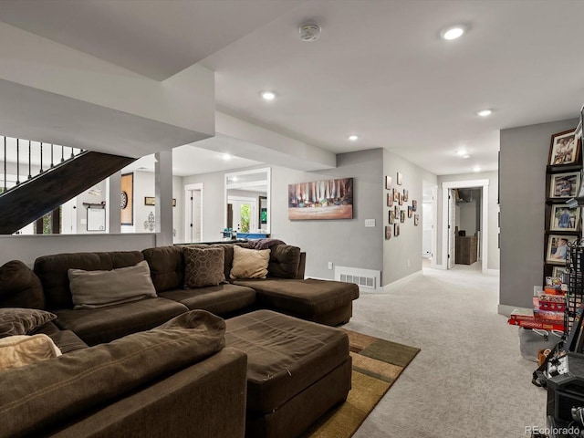 280 E 11th Ave, Broomfield, CO 80020 - carpeted living area featuring recessed lighting and stairs