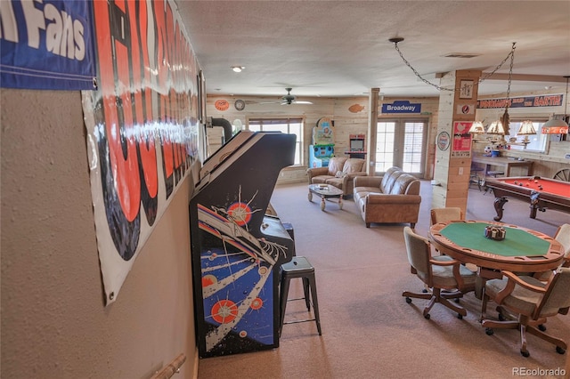 216 Rainbow Ridge Rd, Canon City, CO 81212 - rec room with carpet, ceiling fan, and french doors