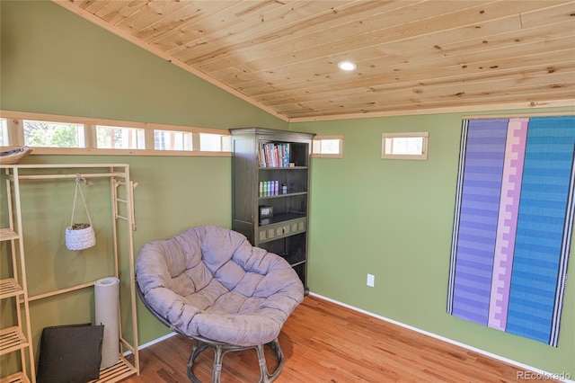 216 Rainbow Ridge Rd, Canon City, CO 81212 - sitting room featuring wood ceiling, vaulted ceiling, wood finished floors, and recessed lighting