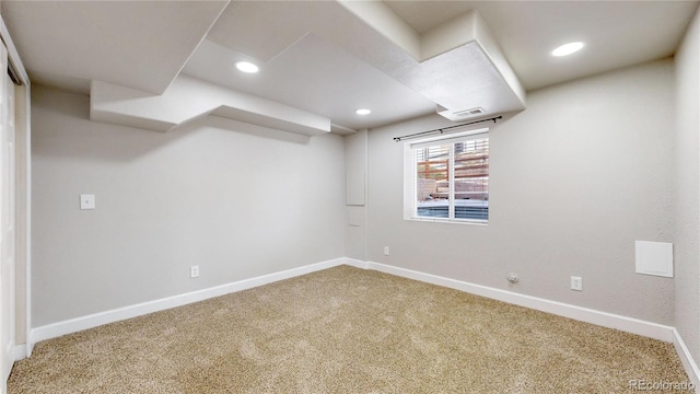 basement with carpet