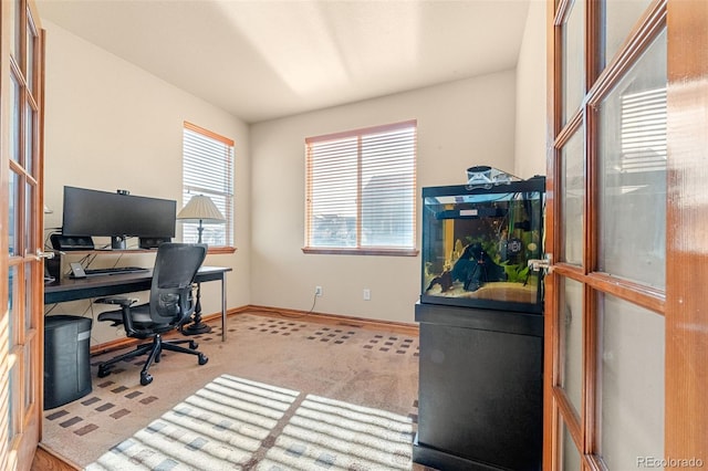 office area with light carpet