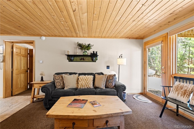 1400 David Dr Unit 1, Estes Park, CO 80517 - carpeted living room featuring wooden ceiling