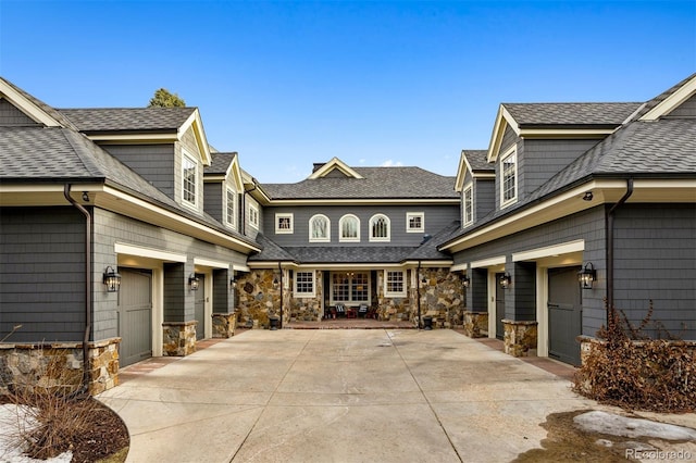 exterior space with a garage