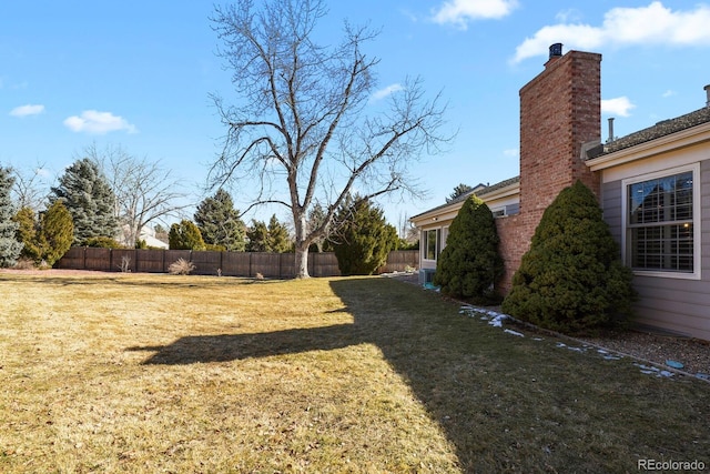 view of yard featuring fence