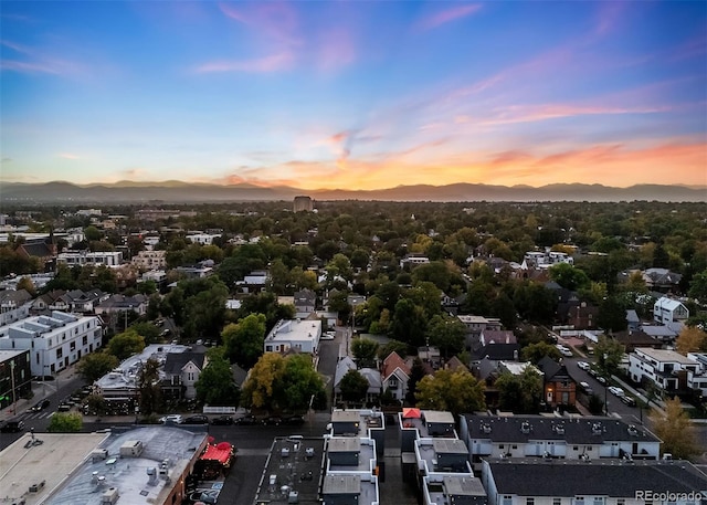 view of aerial view at dusk