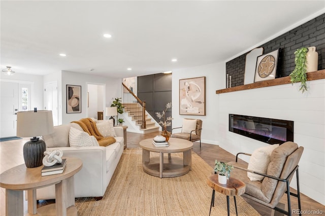 living room featuring light wood-type flooring