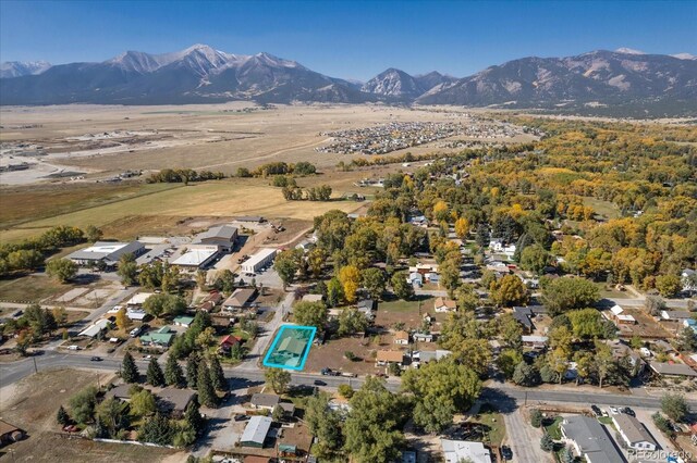 aerial view with a mountain view