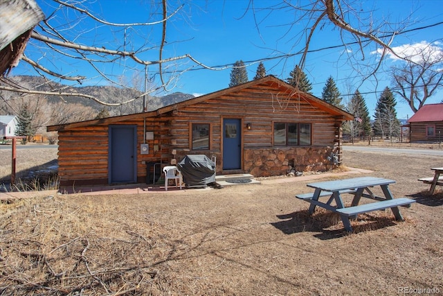 rear view of house with log siding