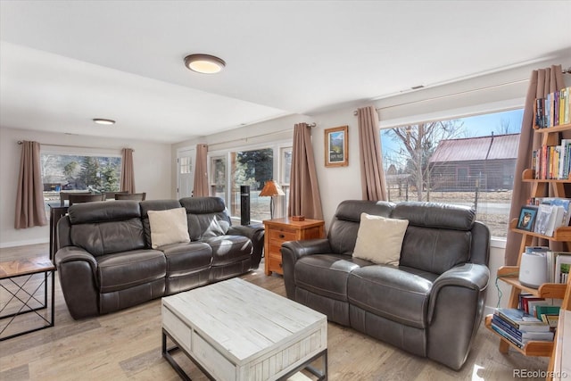 living area with light wood finished floors