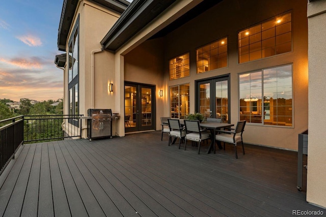 1803 Avenida Del Sol, Castle Rock, CO 80104 - deck with grilling area, outdoor dining space, and french doors