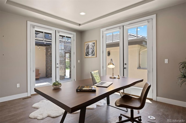 1803 Avenida Del Sol, Castle Rock, CO 80104 - office space featuring wood finished floors, healthy amount of natural light, recessed lighting, and a raised ceiling