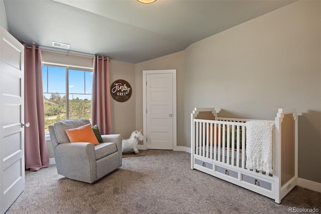 1803 Avenida Del Sol, Castle Rock, CO 80104 - carpeted bedroom with vaulted ceiling and a crib