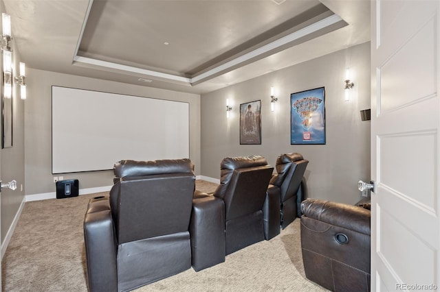 1803 Avenida Del Sol, Castle Rock, CO 80104 - home theater room featuring a tray ceiling and carpet floors