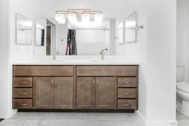 800 Pearl St Unit 1010, Denver, CO 80203 - bathroom with double vanity and curtained shower